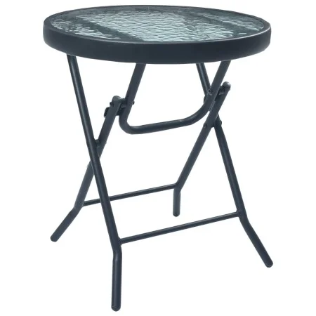 Bistro-Gartentisch aus Stahl und schwarzem Glas, 40 x 46 cm von vidaXL, Gartentische - Ref: Foro24-47926, Preis: 52,21 €, Rab...