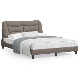 Estructura de cama con cabecero de tela gris taupe 140x200 cm