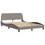 Bed frame with headboard in taupe gray fabric 140x200 cm by , Beds and slatted bases - Ref: Foro24-3207776, Price: 235,07 €, ...