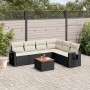 Set de comedor de jardín 7 pzas y cojines ratán sintético negro de , Conjuntos de jardín - Ref: Foro24-3256910, Precio: 425,16 €