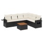 Set de comedor de jardín 7 pzas y cojines ratán sintético negro de , Conjuntos de jardín - Ref: Foro24-3256910, Precio: 425,16 €