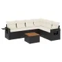 Set de comedor de jardín 7 pzas y cojines ratán sintético negro de , Conjuntos de jardín - Ref: Foro24-3256910, Precio: 411,1...