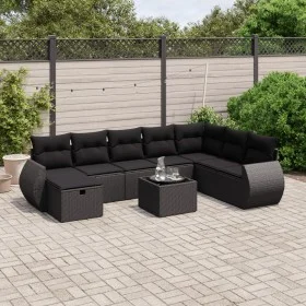 Set de sofás de jardín 8 piezas y cojines ratán sintético negro by , Garden sets - Ref: Foro24-3264211, Price: 593,18 €, Disc...