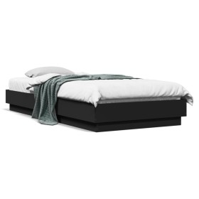 Estructura de cama madera de ingeniería negra 90x200 cm de , Camas y somieres - Ref: Foro24-839603, Precio: 90,88 €, Descuent...