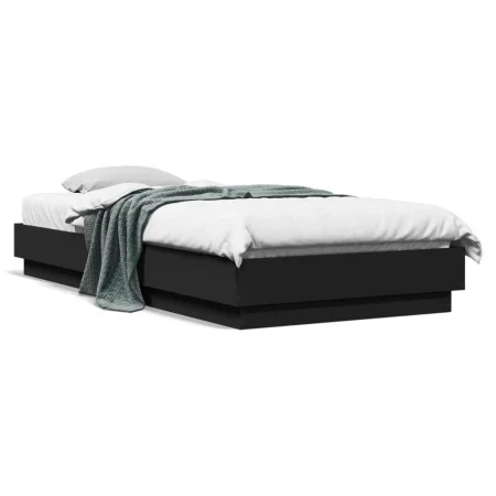 Estructura de cama madera de ingeniería negra 90x200 cm de , Camas y somieres - Ref: Foro24-839603, Precio: 89,72 €, Descuent...