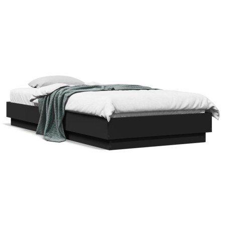 Schwarzer Bettrahmen aus Holzwerkstoff, 90 x 200 cm von , Betten und Lattenroste - Ref: Foro24-839603, Preis: 90,88 €, Rabatt: %