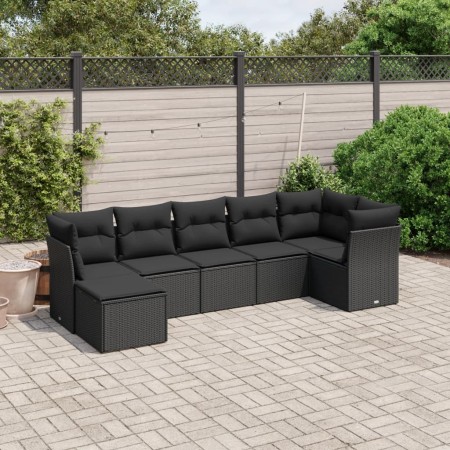 Garten-Essgruppe 7-teilig mit schwarzen Polstern aus synthetischem Rattan. von , Gartensets - Ref: Foro24-3263191, Preis: 446...