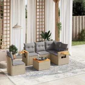 Garden sofa set with cushions 6 pieces beige synthetic rattan by , Garden sets - Ref: Foro24-3226822, Price: 388,65 €, Discou...