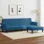 Sofá cama de 2 plazas con taburete terciopelo azul by , Sofas - Ref: Foro24-3216235, Price: 329,46 €, Discount: %