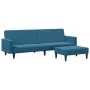 Sofá cama de 2 plazas con taburete terciopelo azul by , Sofas - Ref: Foro24-3216235, Price: 329,46 €, Discount: %