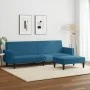 Sofá cama de 2 plazas con taburete terciopelo azul by , Sofas - Ref: Foro24-3216235, Price: 329,46 €, Discount: %