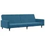 Sofá cama de 2 plazas con taburete terciopelo azul by , Sofas - Ref: Foro24-3216235, Price: 329,46 €, Discount: %