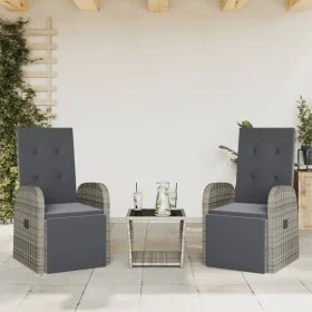 3-teilige Garten-Essgruppe mit grauen synthetischen Rattankissen von , Gartensets - Ref: Foro24-3277627, Preis: 356,88 €, Rab...