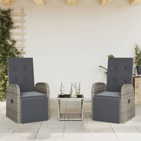 Set comedor de jardín 3 piezas con cojines ratán sintético gris de , Conjuntos de jardín - Ref: Foro24-3277627, Precio: 367,3...
