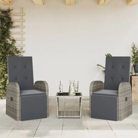 Set comedor de jardín 3 piezas con cojines ratán sintético gris de , Conjuntos de jardín - Ref: Foro24-3277627, Precio: 354,7...