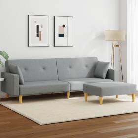 Zweiplätziges Schlafsofa mit Hocker, hellgraues Stoffpolster. von , Sofas - Ref: Foro24-3216240, Preis: 330,79 €, Rabatt: %