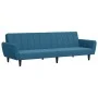 Sofá cama de 2 plazas con taburete terciopelo azul de , Sofás - Ref: Foro24-3216249, Precio: 326,41 €, Descuento: %