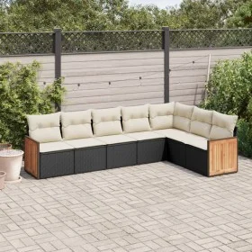7-piece garden dining set and black synthetic rattan cushions by , Garden sets - Ref: Foro24-3227708, Price: 414,93 €, Discou...