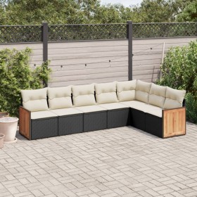 7-teiliges Garten-Essset und schwarze Kissen aus synthetischem Rattan von , Gartensets - Ref: Foro24-3227708, Preis: 395,98 €...