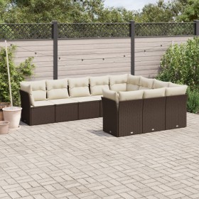 10-piece garden sofa set and brown synthetic rattan cushions by , Garden sets - Ref: Foro24-3250062, Price: 629,33 €, Discoun...