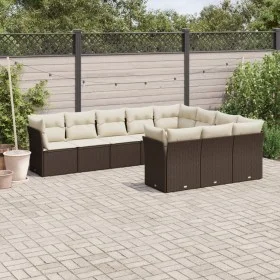 10-piece garden sofa set and brown synthetic rattan cushions by , Garden sets - Ref: Foro24-3250062, Price: 620,22 €, Discoun...