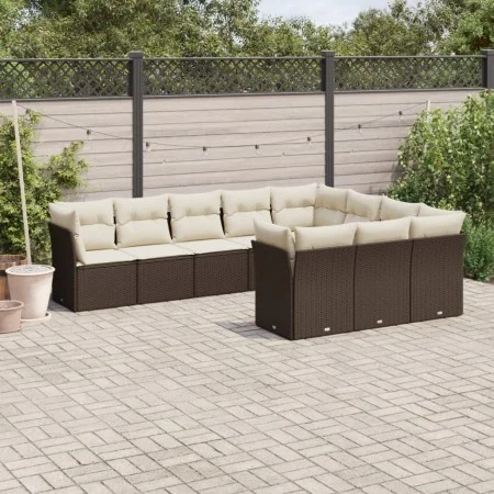 10-piece garden sofa set and brown synthetic rattan cushions by , Garden sets - Ref: Foro24-3250062, Price: 620,22 €, Discoun...