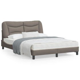 Estructura de cama con cabecero de tela gris taupe 120x200 cm