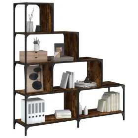 Bookcase with 4 smoked oak wood steps 139x33.5x149 cm by , Bookcases and shelves - Ref: Foro24-842478, Price: 139,59 €, Disco...