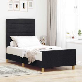 Estructura de cama con cabecera Negro 100 x 200 cm tela