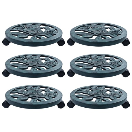 Plant stand with wheels 6 units green plastic 38 cm by vidaXL, Pot stands - Ref: Foro24-48228, Price: 54,61 €, Discount: %