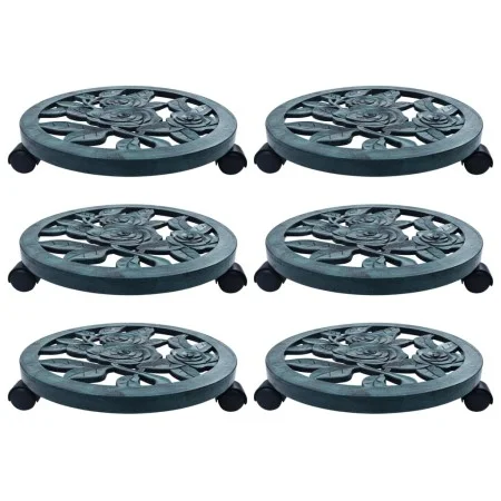 Plant stand with wheels 6 units green plastic 38 cm by vidaXL, Pot stands - Ref: Foro24-48228, Price: 55,87 €, Discount: %