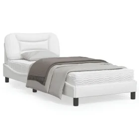 Bed frame with headboard white synthetic leather 90x200cm by , Beds and slatted bases - Ref: Foro24-3207975, Price: 168,20 €,...
