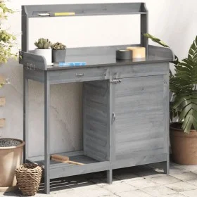Tisch für Töpfe und Schrank aus grauem Fichtenholz 110,5 x 45 x 124,5 cm von , Topfständer - Ref: Foro24-156345, Preis: 168,8...