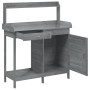 Tisch für Töpfe und Schrank aus grauem Fichtenholz 110,5 x 45 x 124,5 cm von , Topfständer - Ref: Foro24-156345, Preis: 172,4...