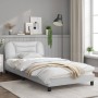 Estructura de cama cabecero cuero sintético blanco 100x200 cm