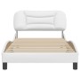 Estructura de cama cabecero cuero sintético blanco 100x200 cm