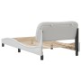 Estructura de cama cabecero cuero sintético blanco 100x200 cm