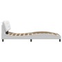 Estructura de cama cabecero cuero sintético blanco 100x200 cm