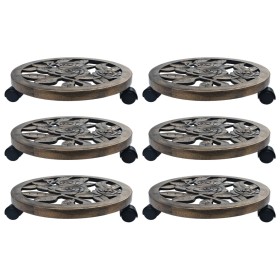 Pflanzenständer mit Rollen 6 Stück aus bronzefarbenem Kunststoff 38 cm von vidaXL, Topfständer - Ref: Foro24-48229, Preis: 58...
