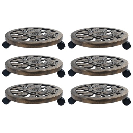 Pflanzenständer mit Rollen 6 Stück aus bronzefarbenem Kunststoff 38 cm von vidaXL, Topfständer - Ref: Foro24-48229, Preis: 58...