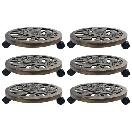 Soporte con ruedas de plantas 6 uds plástico color bronce 38 cm de vidaXL, Soportes para macetas - Ref: Foro24-48229, Precio:...