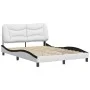 Estructura cama cabecero cuero sintético blanco negro 120x200cm de , Camas y somieres - Ref: Foro24-3207994, Precio: 208,24 €...