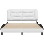 Estructura cama cabecero cuero sintético blanco negro 120x200cm de , Camas y somieres - Ref: Foro24-3207994, Precio: 211,12 €...