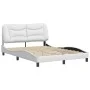 White synthetic leather headboard bed frame 140x190 cm by , Beds and slatted bases - Ref: Foro24-3207996, Price: 230,88 €, Di...