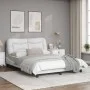 White synthetic leather headboard bed frame 140x190 cm by , Beds and slatted bases - Ref: Foro24-3207996, Price: 230,88 €, Di...