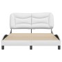 White synthetic leather headboard bed frame 140x190 cm by , Beds and slatted bases - Ref: Foro24-3207996, Price: 234,46 €, Di...