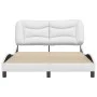 White synthetic leather headboard bed frame 140x190 cm by , Beds and slatted bases - Ref: Foro24-3207996, Price: 230,88 €, Di...