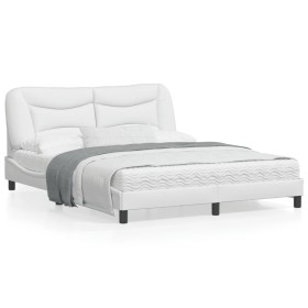 Estructura de cama cabecero cuero sintético blanco 160x200 cm de , Camas y somieres - Ref: Foro24-3208010, Precio: 218,04 €, ...