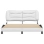 Estructura de cama cabecero cuero sintético blanco 160x200 cm