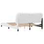 Estructura de cama cabecero cuero sintético blanco 160x200 cm